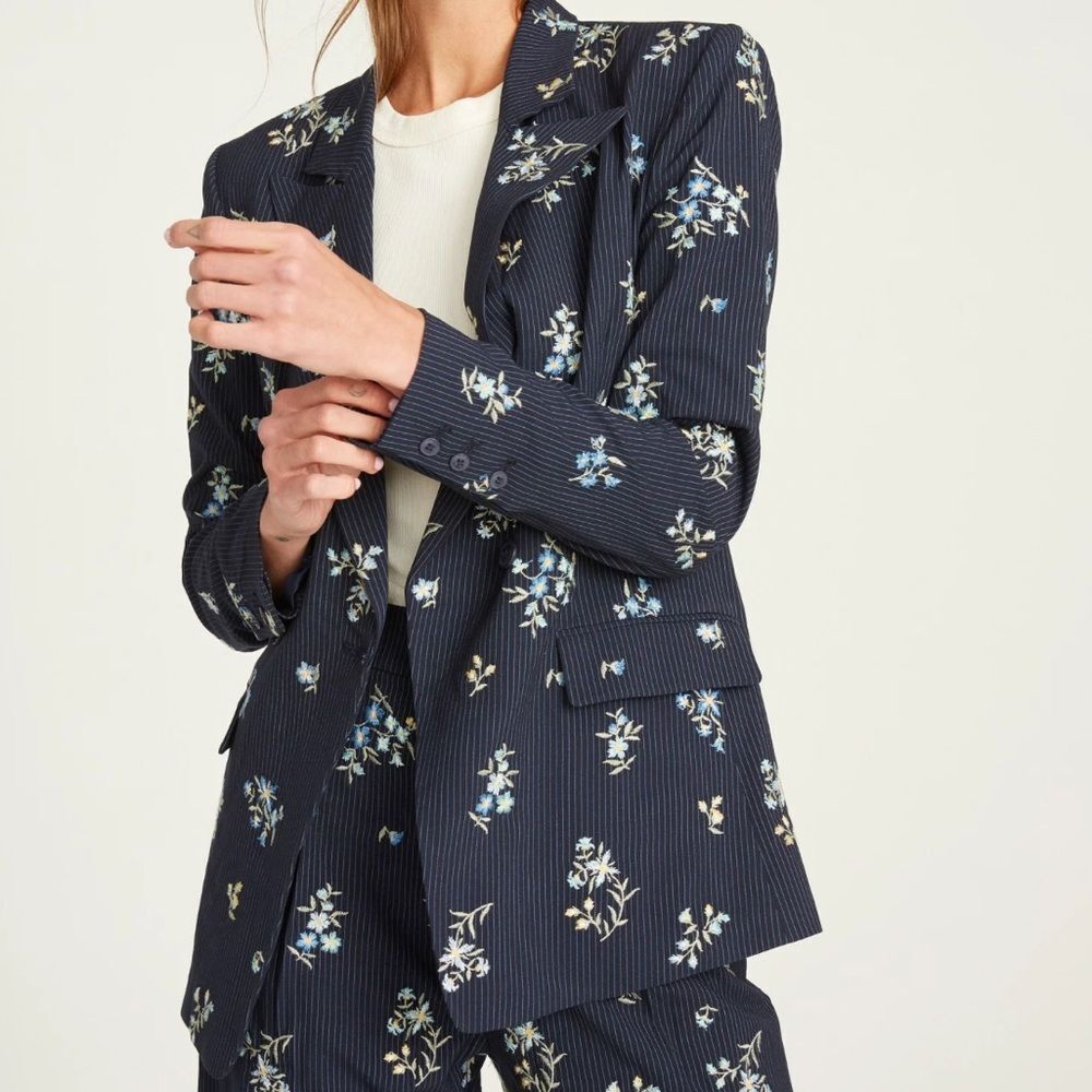 DRIFTWOOD Navy Blue Embroidered Pinstripe Blazer - Nola Sky